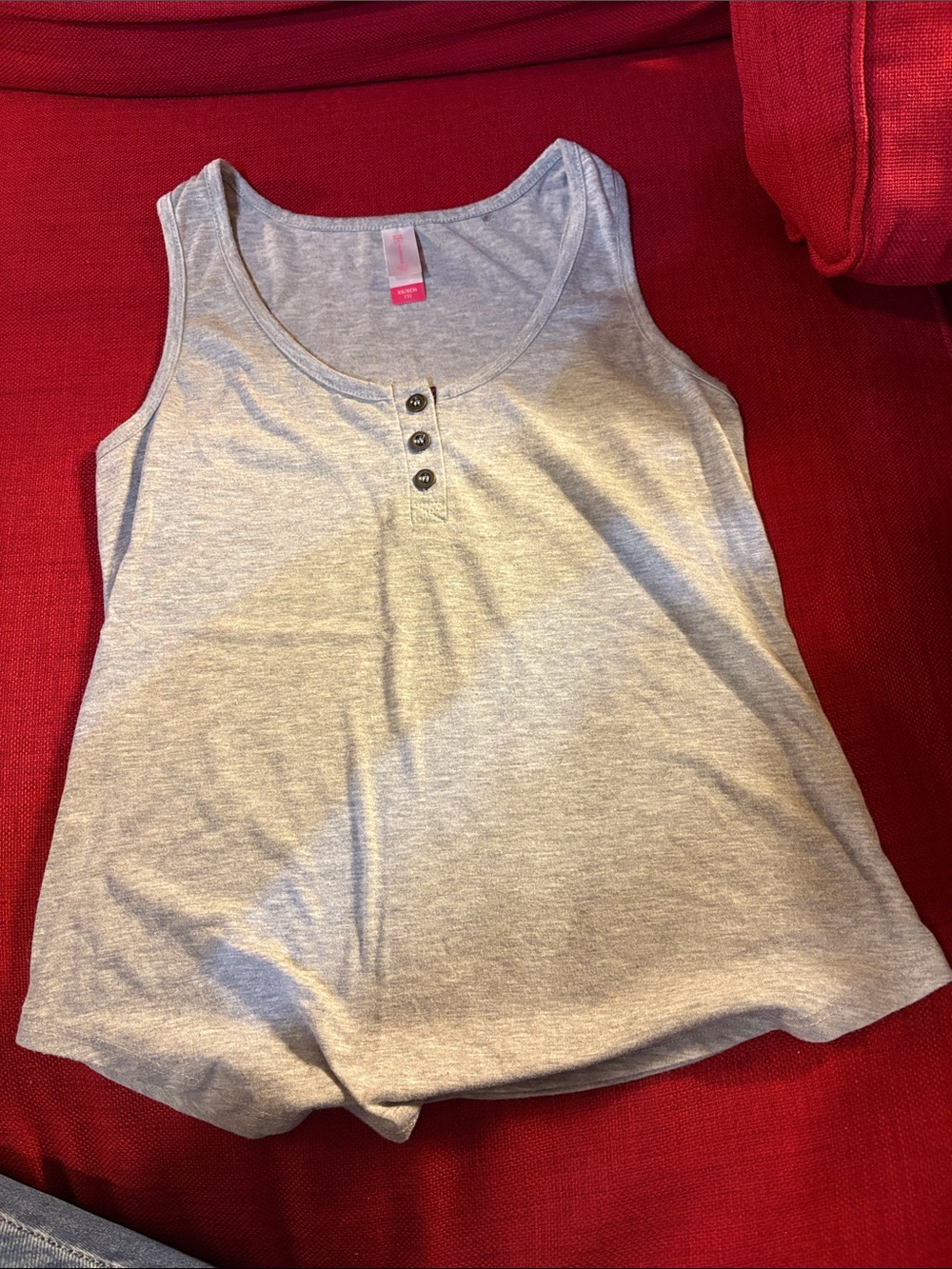 Gray 3 Button Tank Top